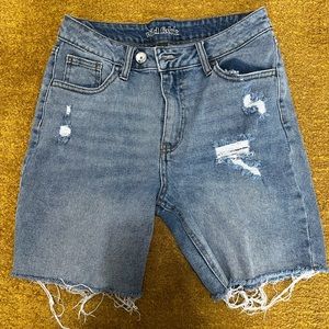 Mid length jean shorts